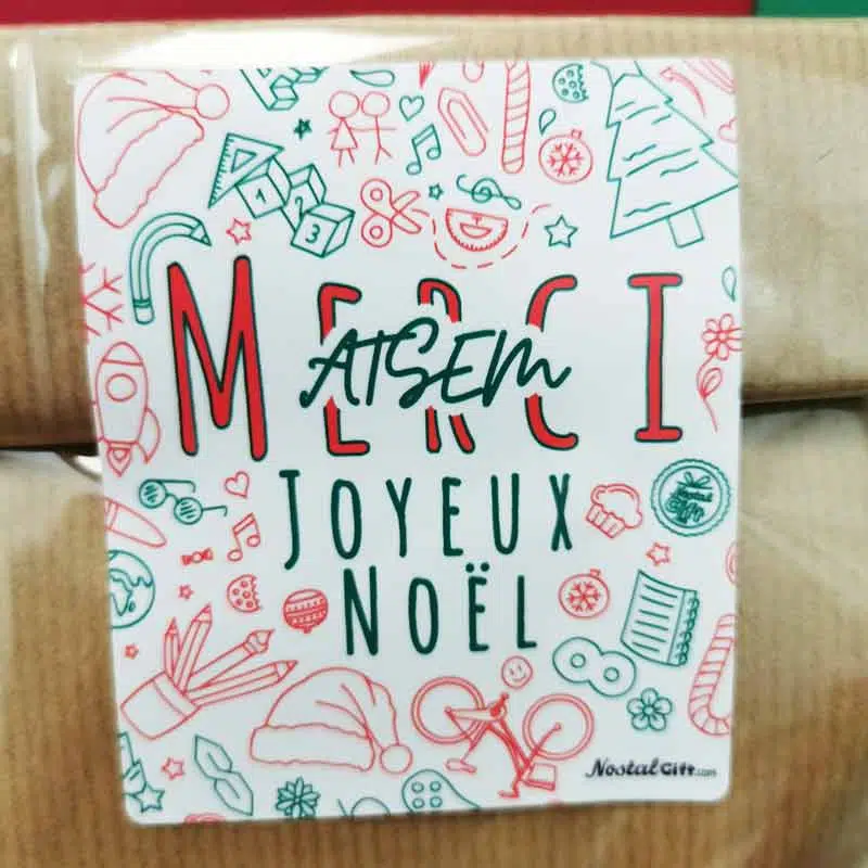 Sachet Bonbon des années 70 – ” Merci ATSEM – Joyeux Noël “ – Image 2