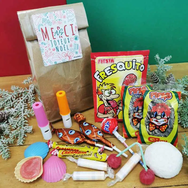 Sachet Bonbon des années 70 – ” Merci AVS- Joyeux Noël “