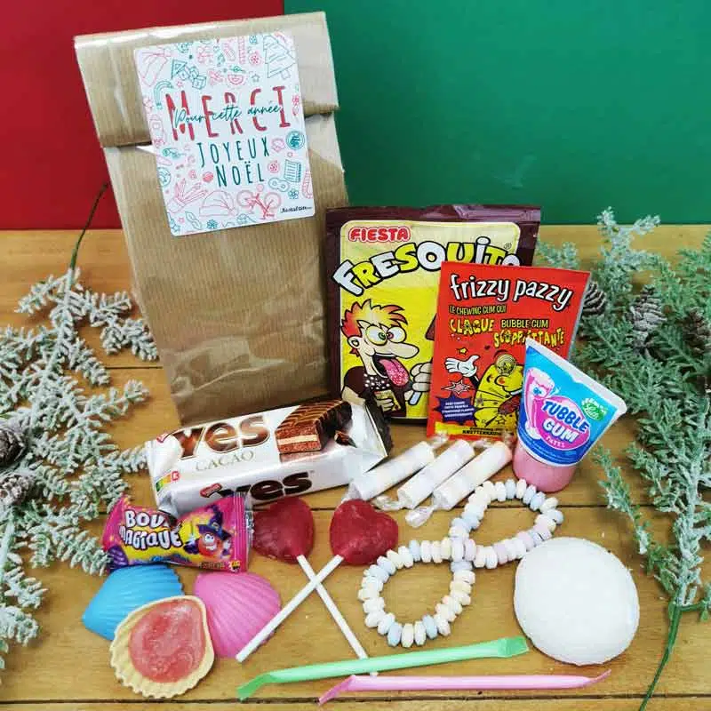 Sachet Bonbons des années 80 : “Merci pour cette année – Joyeux Noël” – (Collection Noël)