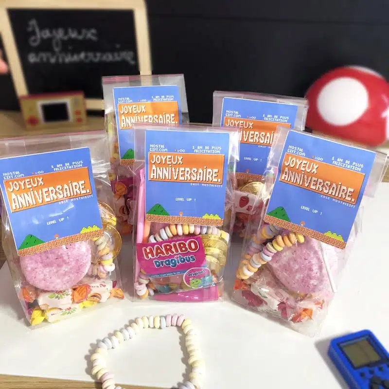 5 sachets de bonbons enfant – Joyeux Anniversaire – Jeu vidéo