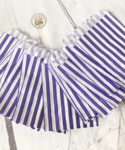 Sachet de bonbon rétro à rayures violettes et blanches x20