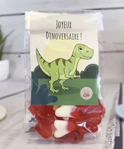 Sachet bonbons Dinosaure – 20 bonbons os – anniversaire enfant  – “Joyeux Dinoversaire”