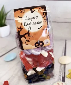 Sachet de Bonbons gélifiés Halloween :  10 crânes, 10 pieuvres et 20 os (400g)- Joyeux Halloween