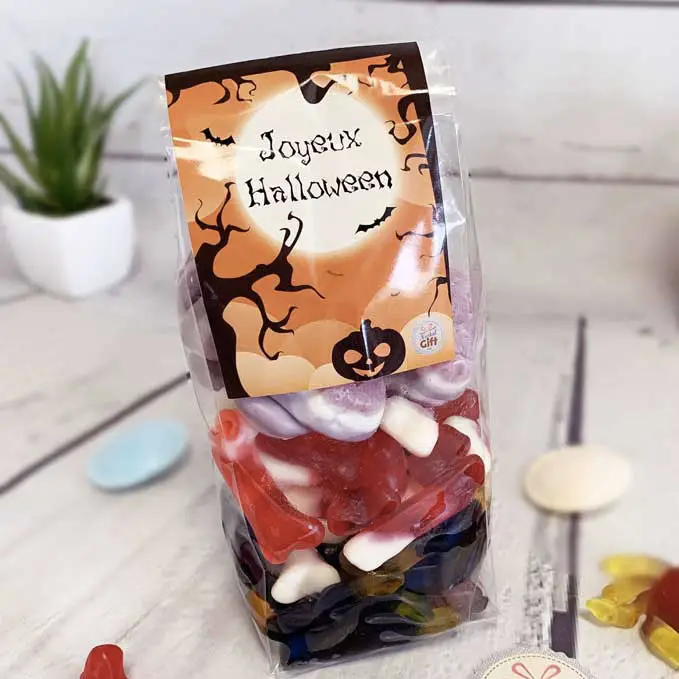 Sachet de Bonbons gélifiés Halloween : 10 crânes, 10 pieuvres et 20 os (400g)- Joyeux Halloween