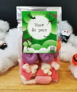 Assortiment de bonbons Halloween – 10 Dents de vampires citriques, 5 guimauves citrouilles/têtes de mort et 10 tarentules acidulées