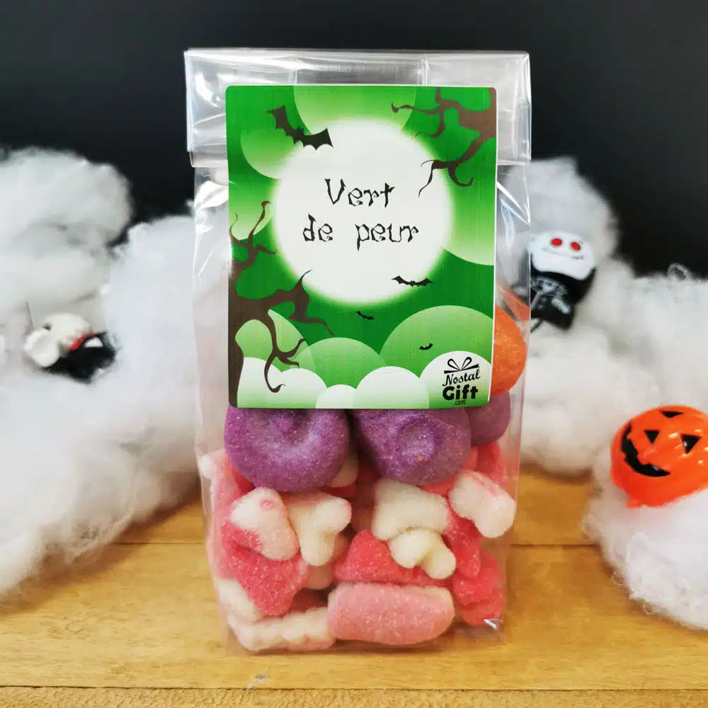 Assortiment de bonbons Halloween – 10 Dents de vampires citriques, 5 guimauves citrouilles/têtes de mort et 10 tarentules acidulées