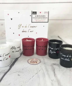 Coffret cadeau – 6 Bougies “Y’a de l’amour dans l’air”