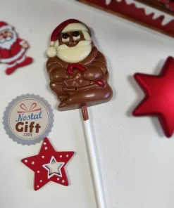 Sucette Père Noël en chocolat au lait