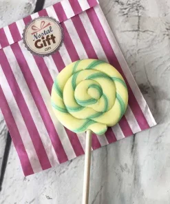 Sucette ronde de fête foraine citron – 16 cm