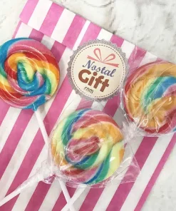 Sucettes foraines d’anniversaire années 70 personnalisées x12 – Design années 70