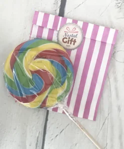 Sucette ronde de fête foraine aux fruits 50g – 16cm