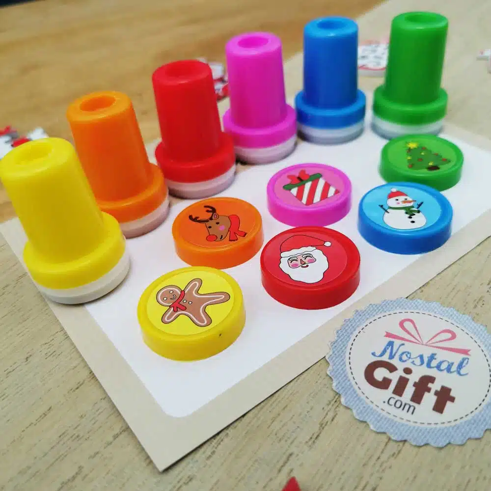 Tampons de Noël à encre intégrée – bricolage de Noël – Lot de 6 – Image 3