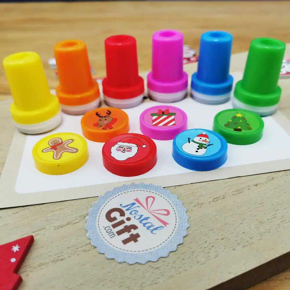 Tampons de Noël à encre intégrée – bricolage de Noël – Lot de 6 – Image 4