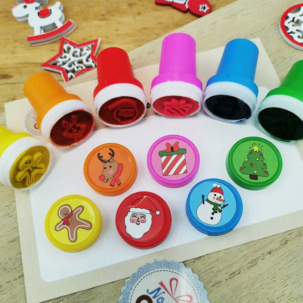 Tampons de Noël à encre intégrée – bricolage de Noël – Lot de 6