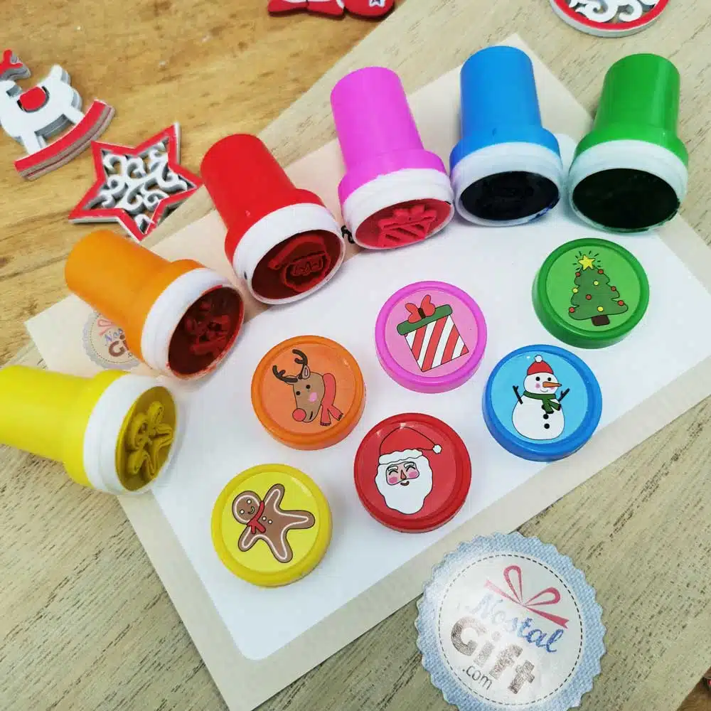 Tampons de Noël à encre intégrée – bricolage de Noël – Lot de 6 – Image 2