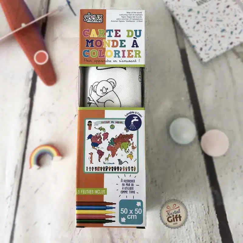 Tapis carte du monde à colorier (+ 5 feutres) – Image 2
