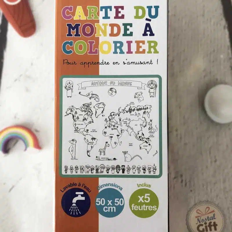 Tapis carte du monde à colorier (+ 5 feutres) – Image 3