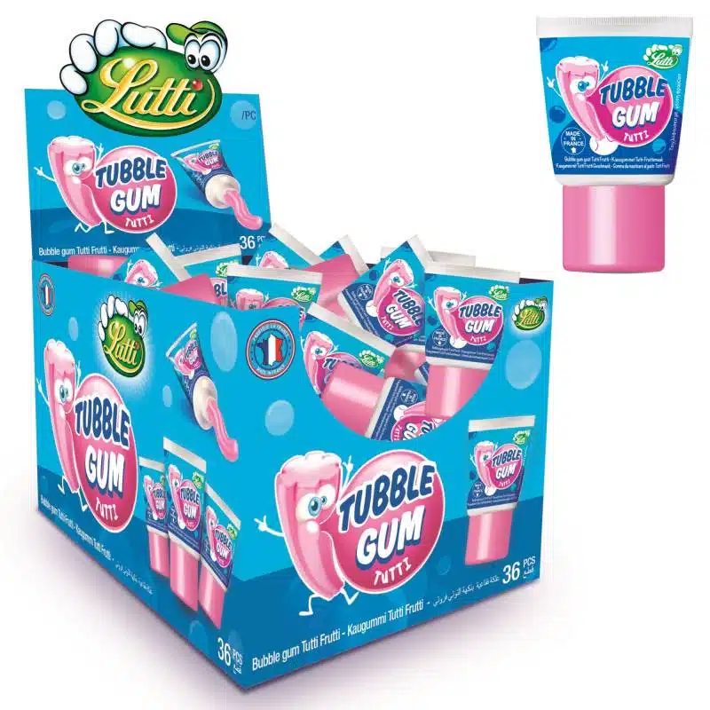 Tubble gum – Chewing gum en tube – Tutti frutti – Boîte de 36