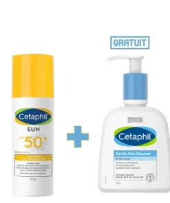 CETAPHIL PACK ECRAN FACE FLUIDE TEINTEE SPF50+ + CETAPHIL GENTLE SKIN 236ML GRATUIT