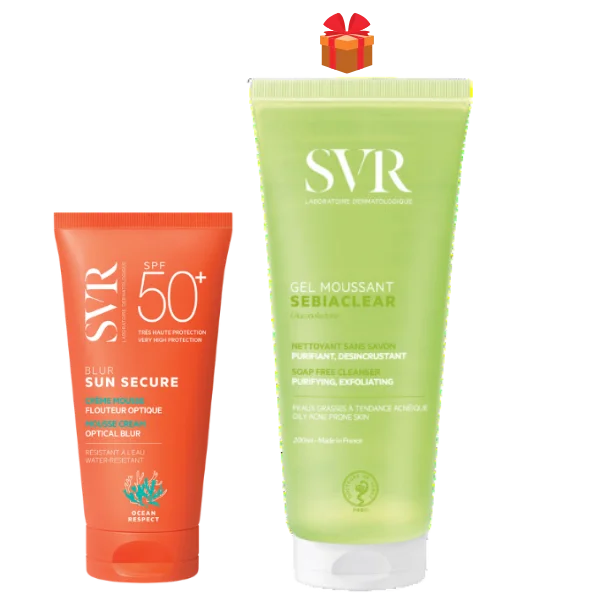 SVR ECRAN SUN SECURE BLUR 50+ 50ML + GEL NETT SEBIACLEAR 200ML GRATUIT