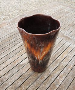 Ancien Grand Vase en Céramique Marron de Vallauris