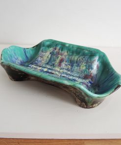 Ancien Plat à Asperges en Céramique Signé