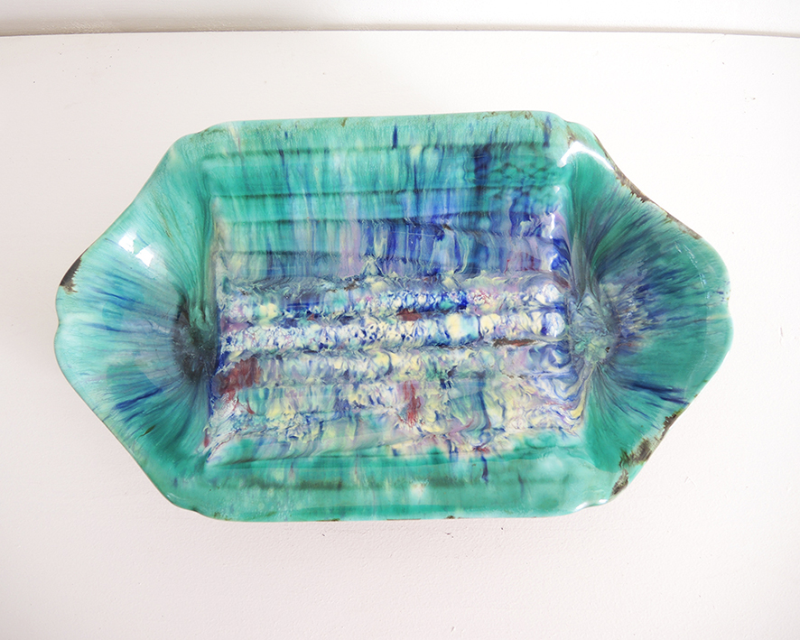 Ancien Plat à Asperges en Céramique Signé – Image 3