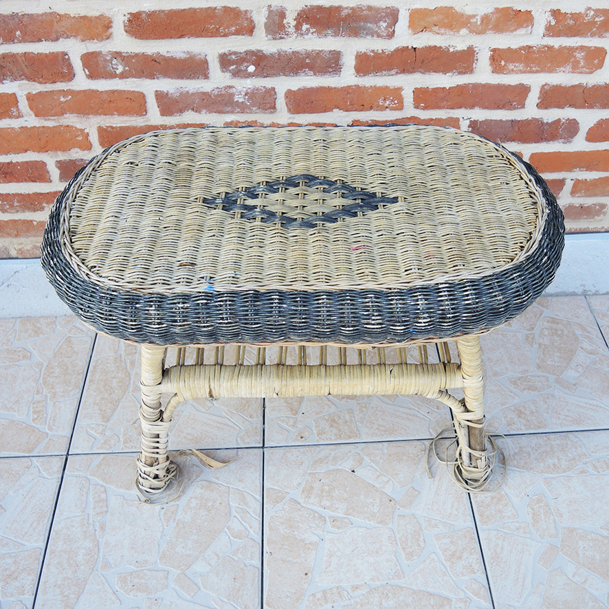 Ancien Salon en Osier : Canapé & Table Basse – Image 4