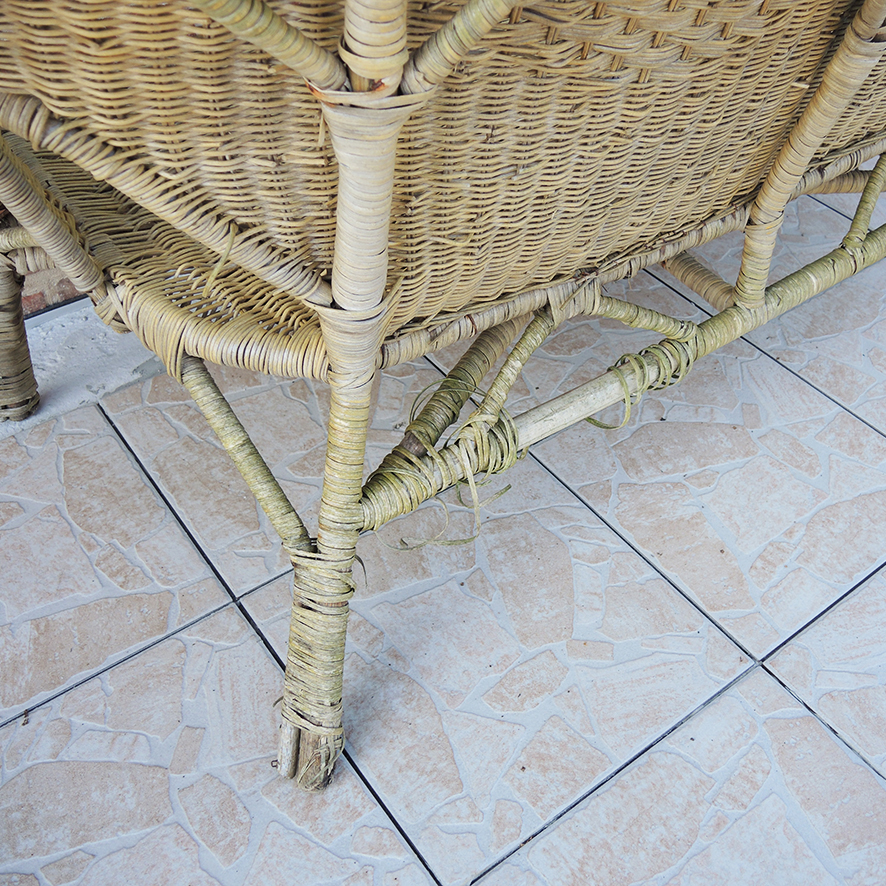 Ancien Salon en Osier : Canapé & Table Basse – Image 6