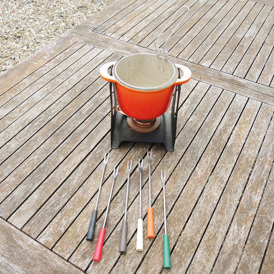 Ancienne Fondue Friteuse Le Creuset en Fonte Orange – Image 2