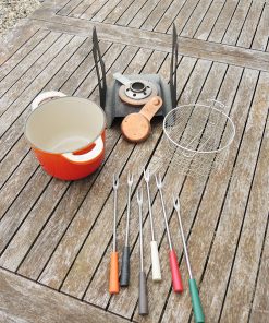 Ancienne Fondue Friteuse Le Creuset en Fonte Orange