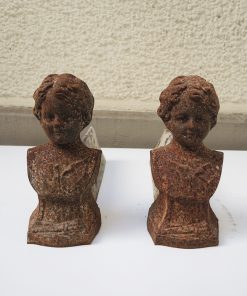 Anciens Chenets en Fonte : Buste de Garconne