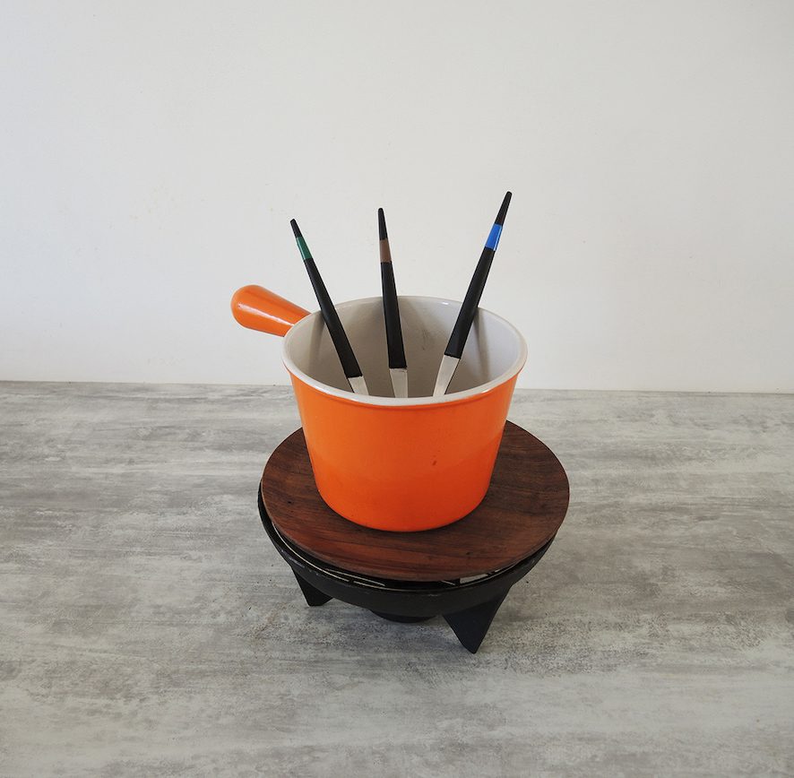 Ancien Service à Fondue Savoyarde Orange LE CREUSET – Image 2