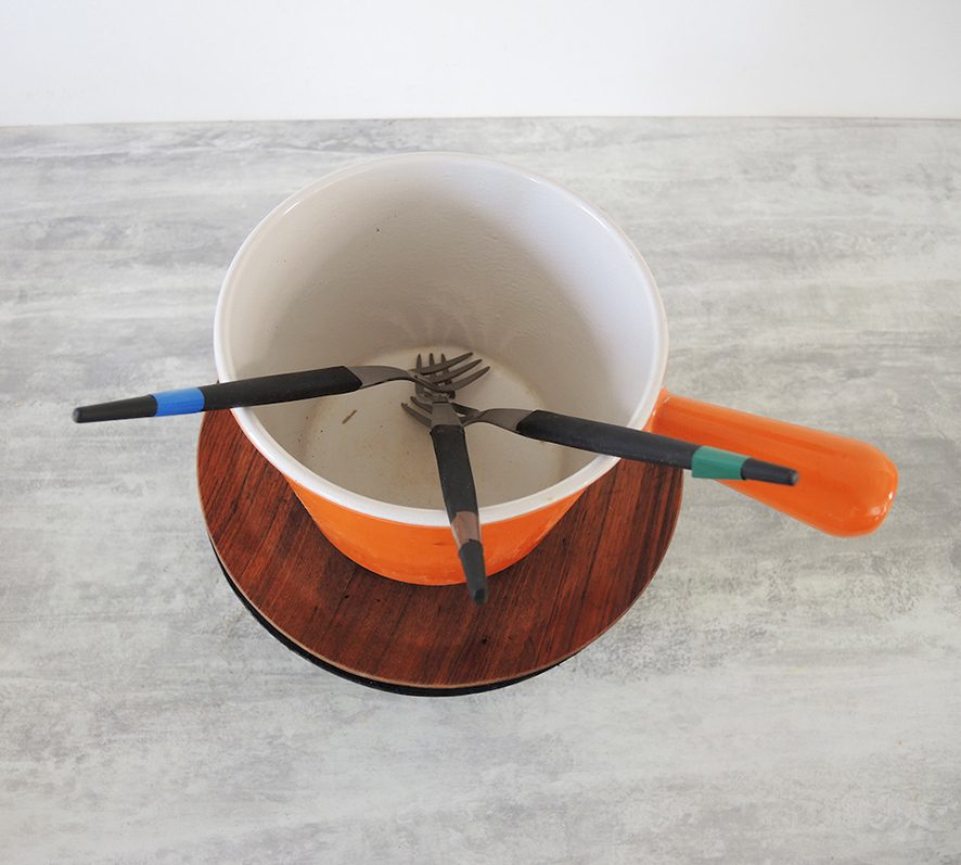 Ancien Service à Fondue Savoyarde Orange LE CREUSET – Image 3