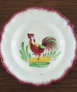 Ancienne Assiette Creuse Coq en Faïence Peinte Main