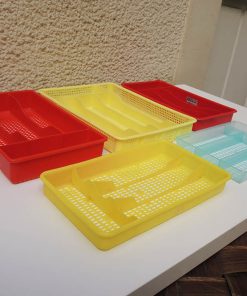 5 Anciens Rangements Pour Couverts en Plastique Coloré