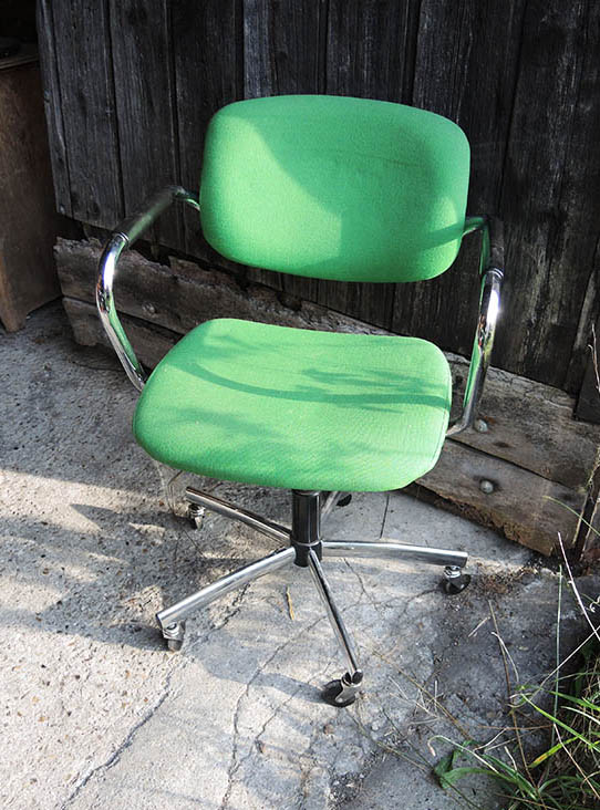 Ancien Fauteuil de Bureau Pivotant Vert – Image 6