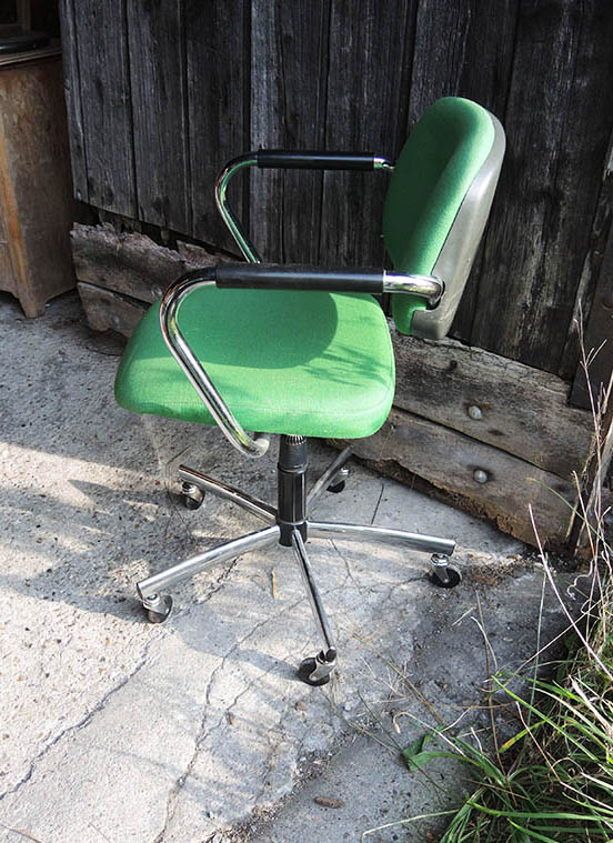 Ancien Fauteuil de Bureau Pivotant Vert – Image 2