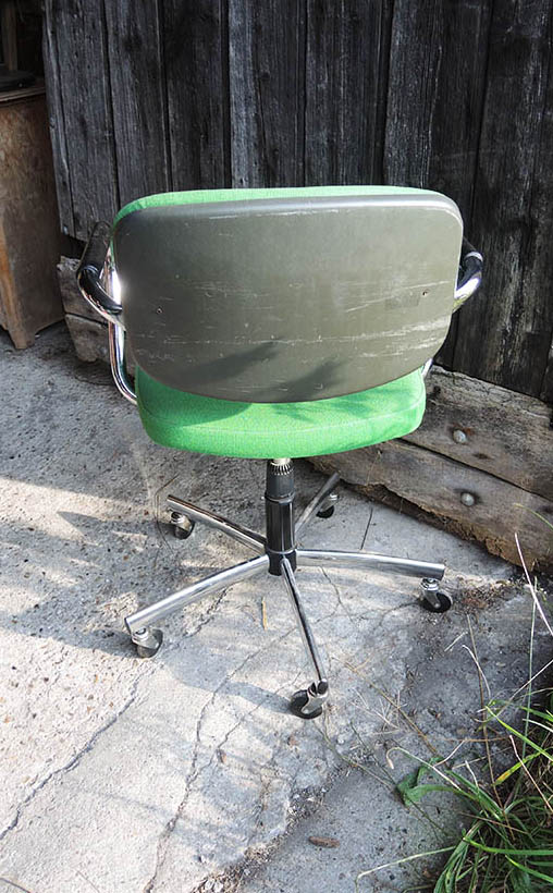 Ancien Fauteuil de Bureau Pivotant Vert – Image 3