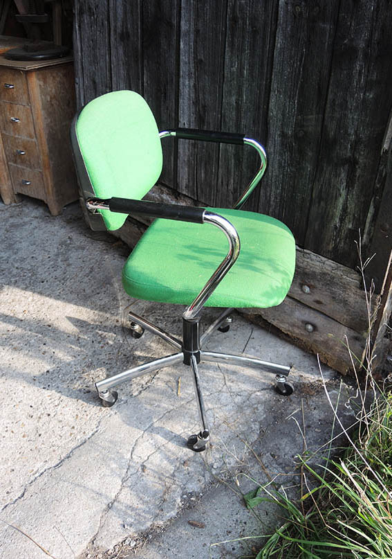 Ancien Fauteuil de Bureau Pivotant Vert