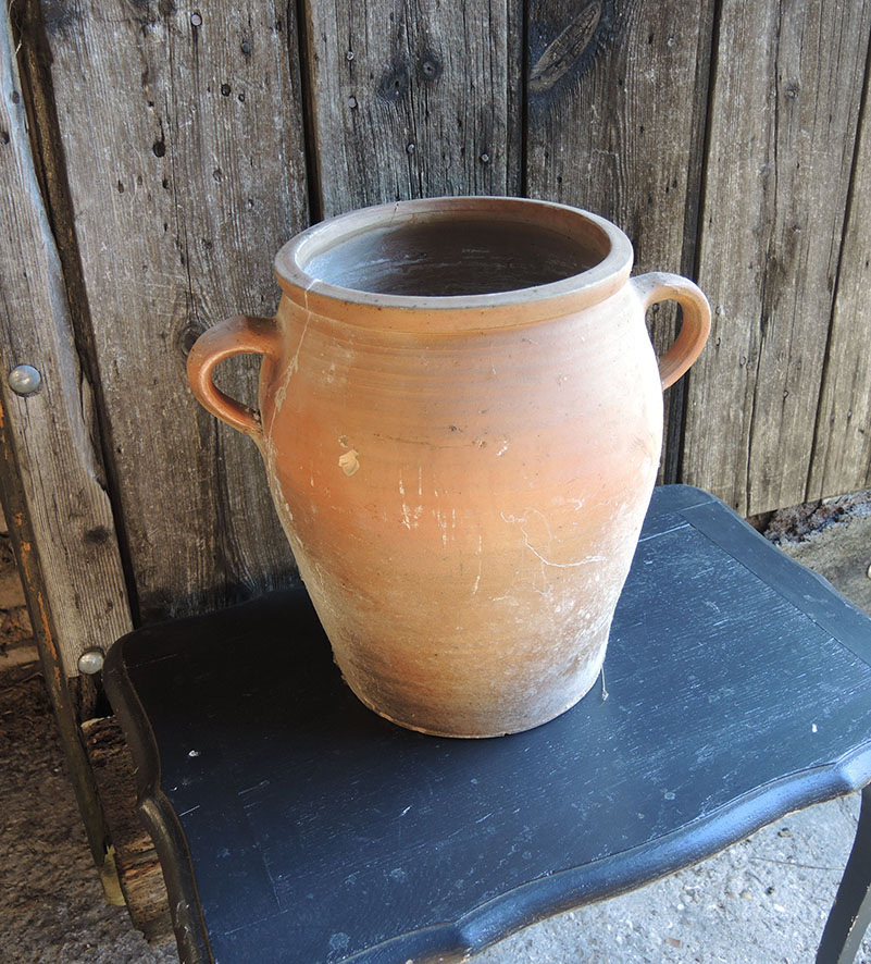 Ancien Grand Pot à Graisse en Grès Non Emaillé H 33,5 cm – Image 2