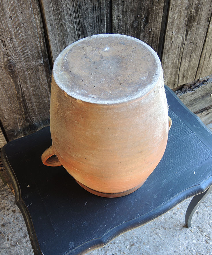 Ancien Grand Pot à Graisse en Grès Non Emaillé H 33,5 cm – Image 4