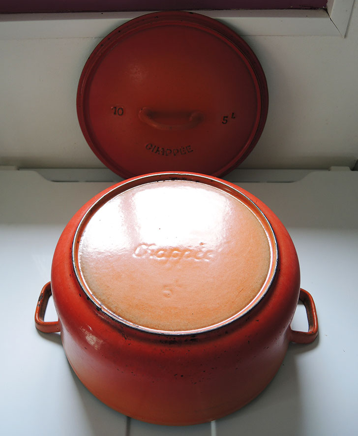 Ancienne Cocotte en Fonte Emaillée Orange – 5 L – Image 5