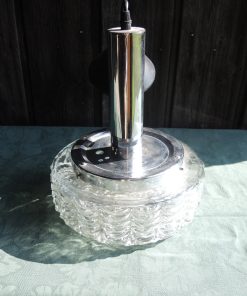 Suspension Vintage en Chrome et Verre Moulé