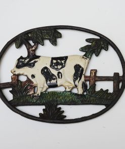 Ancien Dessous de Plat Vache en Fonte