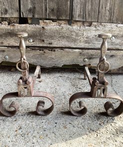 Anciens Chenets de Cheminée Monogrammés JM