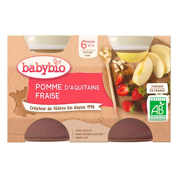 BABYBIO – PETIT POT POMME FRAISE 2 X 130 G