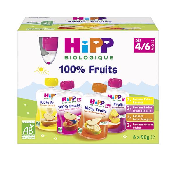 HIPP – GOURDES MULTIPACK DES 4 A 6 MOIS 8X90G